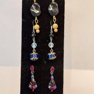 Pair of 3 Drop earrings LOT